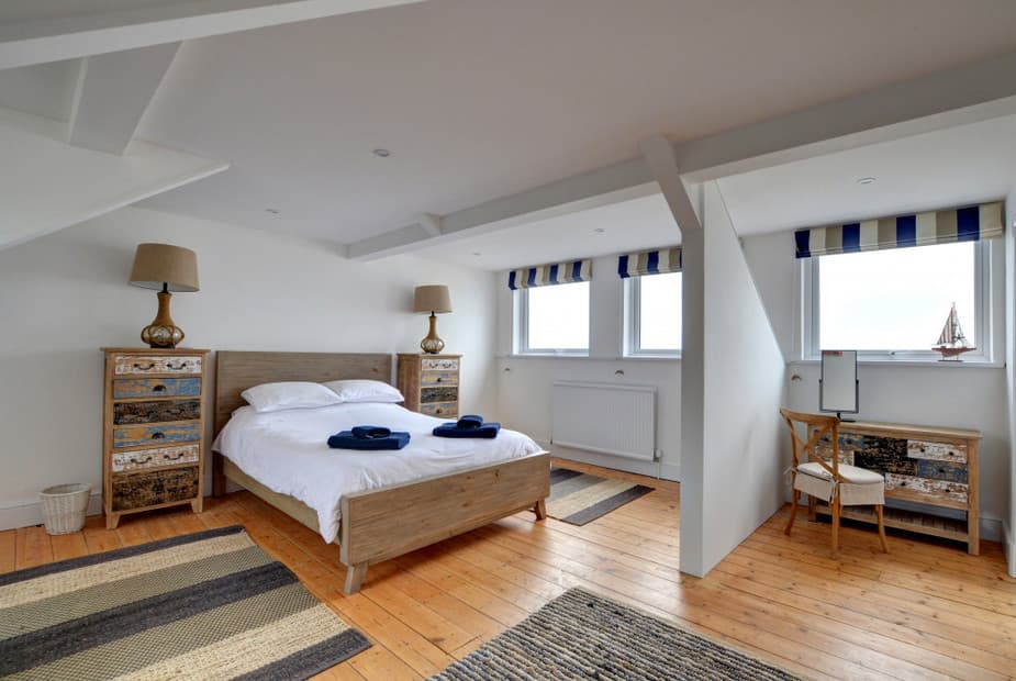 Top floor bedroom with stunning sea views