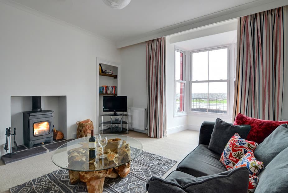 Cosy lounge with wood burner