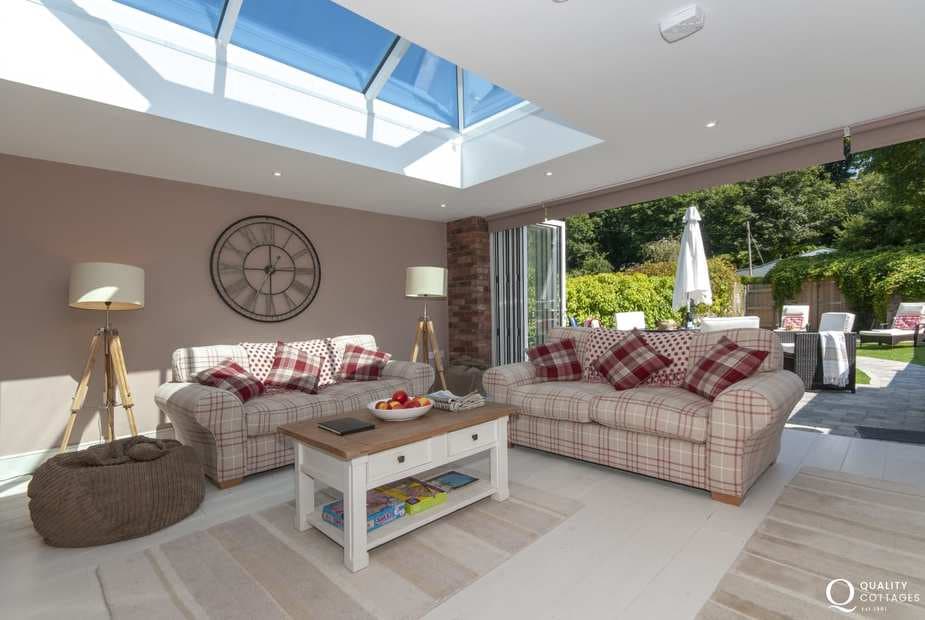 Luxury open plan living room with Bi-fold doors to the garden