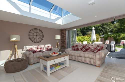 Luxury open plan living room with Bi-fold doors to the garden