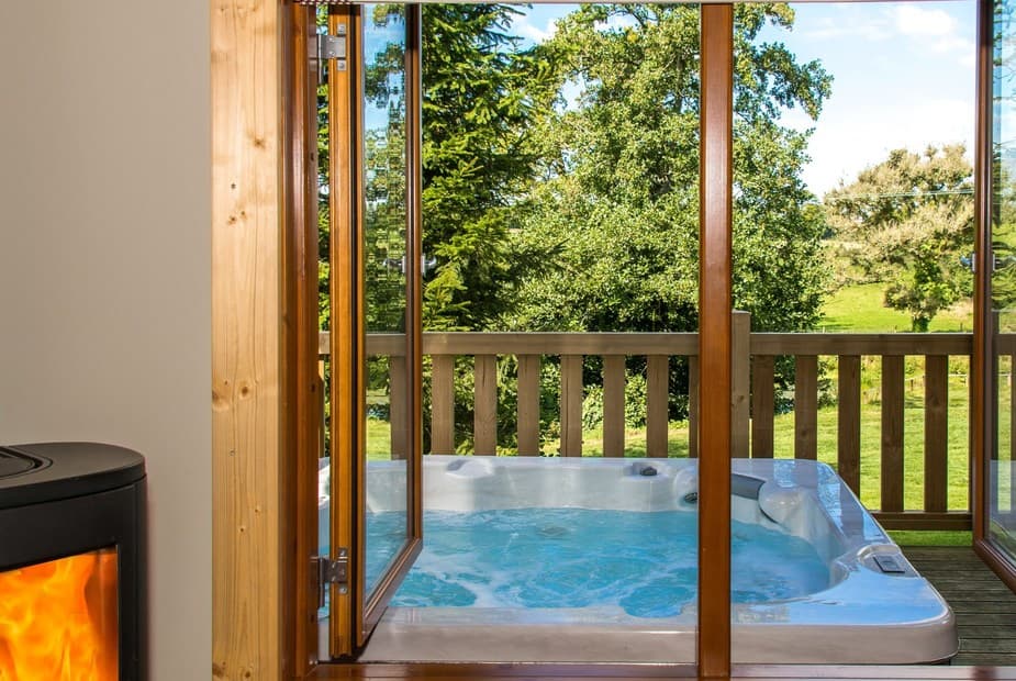 Relax in the private hot tub