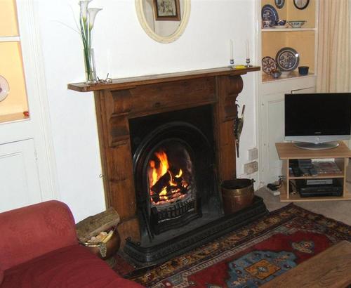 Open fire in sitting room