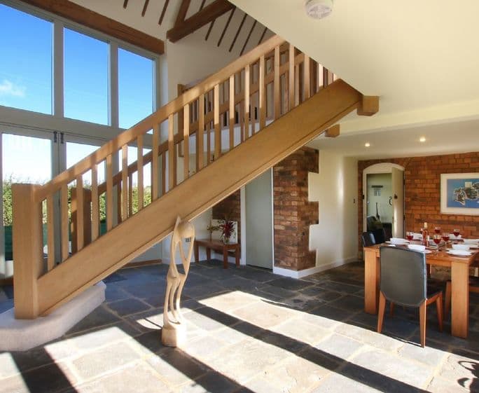 The impressive staircase to the first floor