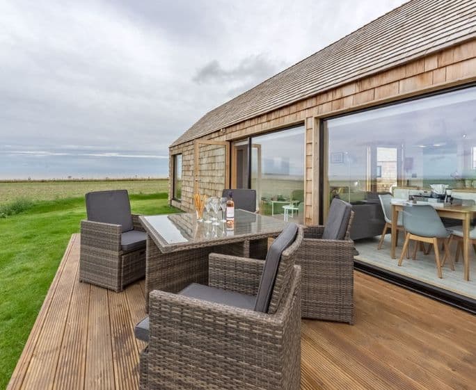 Decked terrace with garden furniture