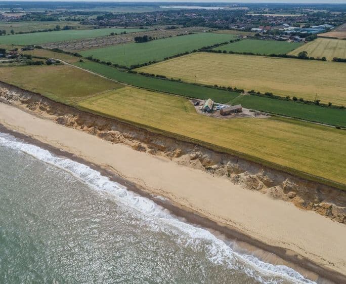 Views from the skies above the sea looking back towards the stunning new buildings