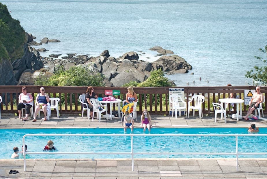 Outdoor heated swimming pool