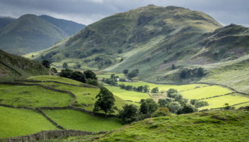 Views of rolling hills when getting to the Lake District