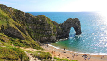 A view of the eroded arch, if you're planning the best places to stay one hour from Durdle Door