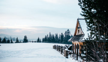 A stunning view of a Christmas cabin