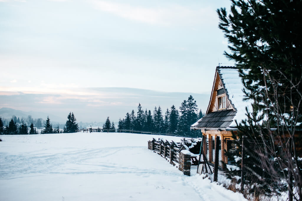 A stunning view of a Christmas cabin