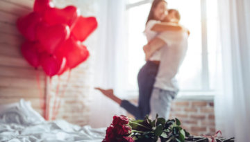 A partner surprising their other half with a Valentines staycation